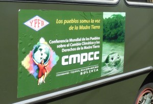 Bus ad at Cochabamba Climate Summit'