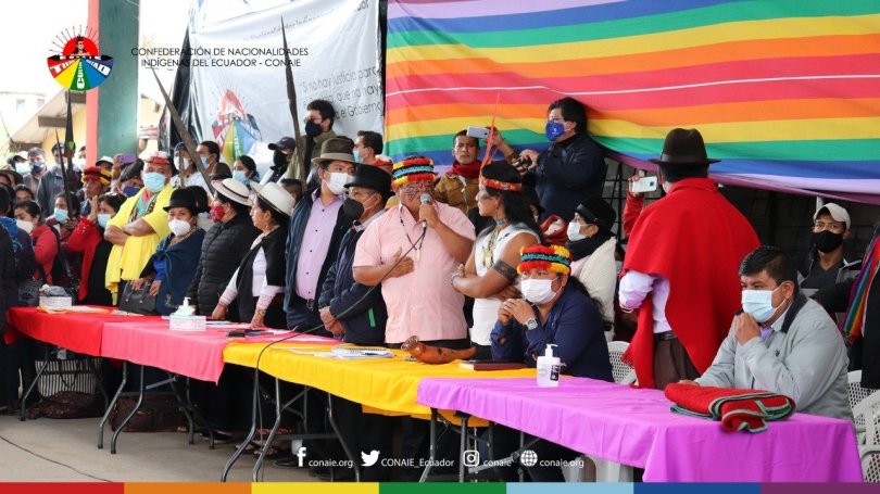 Ecuadorian indigenous leaders gather in March to advocate null votes in the second round of presidential elections.